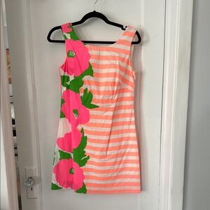 Lilly Pulitzer Pink and White Square Neck Sheath Dress